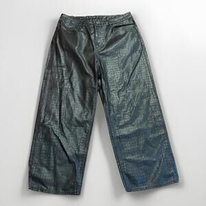 H&M Divided Black Faux Leather Croc Wide Leg Pants Women’s Size 16